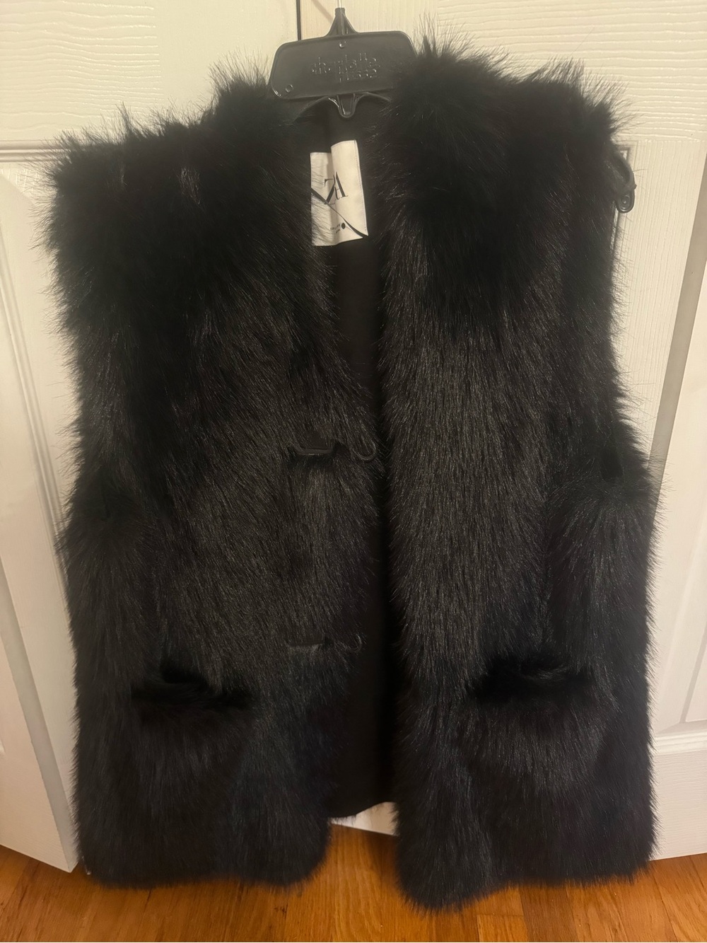Zara Black Faux Fur Vest